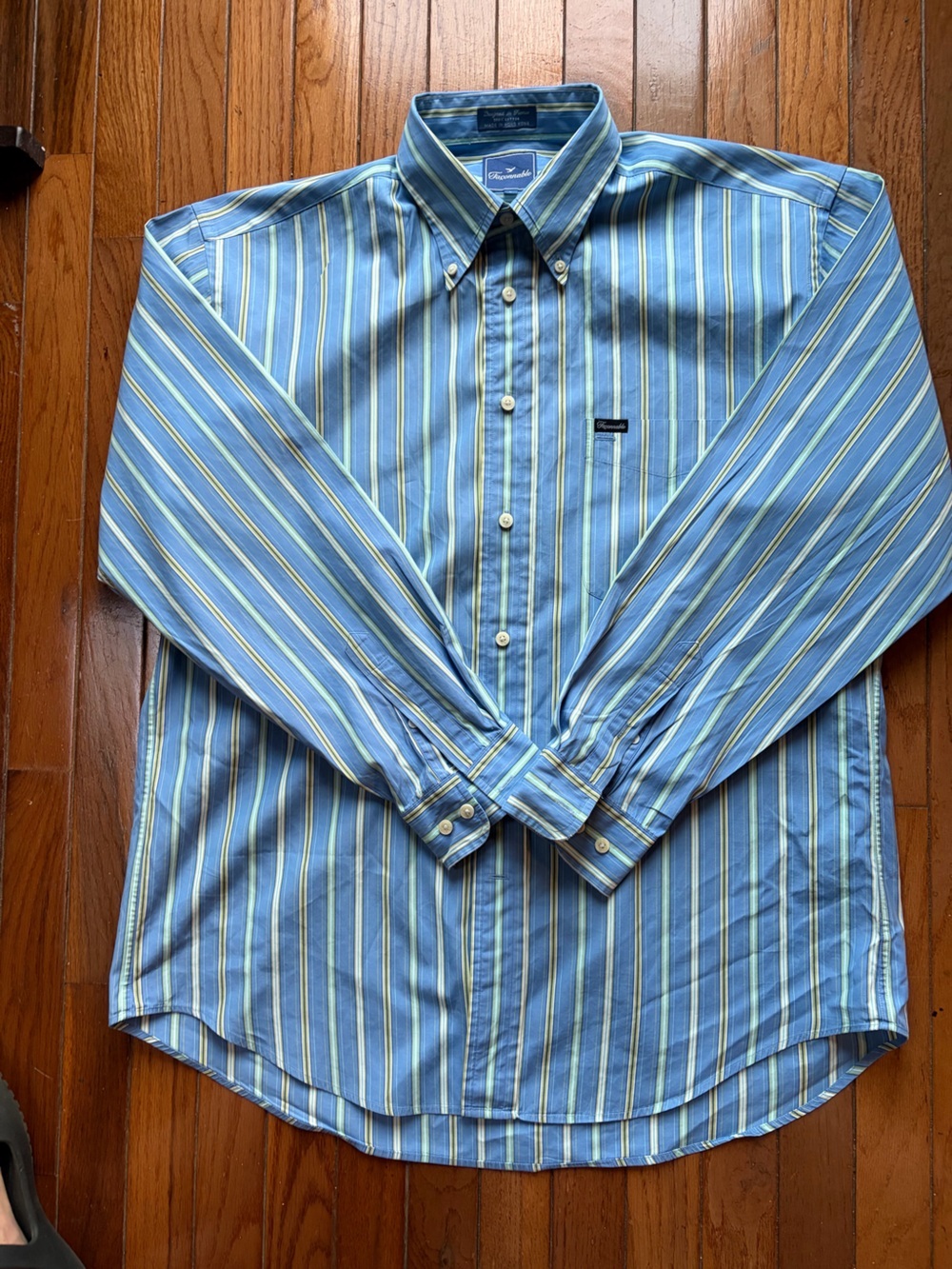 Classic Faconnable Blue Striped Button-Down Shirt -
